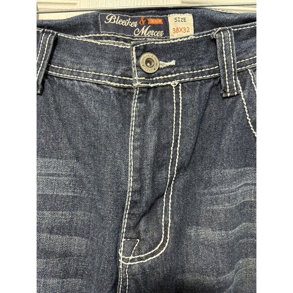 Bleecker & Mercer Jeans Sport Moto Blue Denim Mens 38x32 - Picture 5 of 6